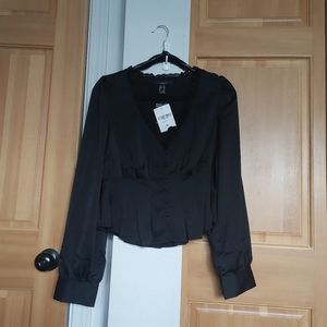 XL F21 Black pleated blouse